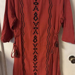Zudio Women's Burnt Red/orange Embroidered Folk Style Dress Orange Size XL Photo 0