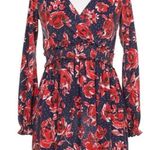 Topshop Faux Wrap Dress Navy Red Floral Photo 0