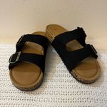 Women’s Sandal Slides– Adjustable Buckle Slippers, Lightweight with Cork Footbed Black Size 8 Photo 2