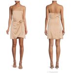 Gianni Bini  Tan Beige Satin One‎ Shoulder Mini Dress Party Cocktail Size 4 New Photo 2