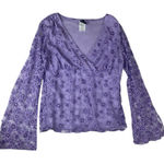 Wrapper  size XL 90s y2k Purple Floral Lace Blouse bell long sleeve brat baby Photo 0
