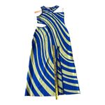 PAOLA BERNARDI Stela Striped Sleeveless Midi Cutout Dress Sz L NWT Blue Photo 6