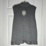 Quacker Factory  Gray Snowflake Zip-Up Sweater Vest Size XL Ramie/Cotton Blend‎ Photo 1