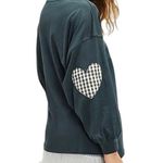 Daydreamer Gingham Heart Long-Sleeve Tee in Black, One Size New w/o Tag MSRP $98 Photo 0