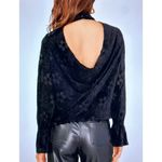 1. State  High Neck Open Back Long Sleeve Blouse Rich Black M Photo 4