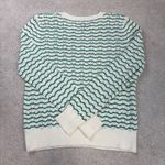 Lands' End NWOT  Cotton Viscose Button Shoulder Crew Sweater Green Stripe Size M Photo 1