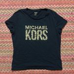 MICHAEL MICHAEL KORS ANIMAL PRINT GOLD LOGO BLACK TEE Size undefined Photo 0