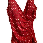 Jantzen  red & white polka dot one piece wrap style swimsuit 
retro 50s style Photo 0