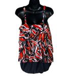 Tropical Escape  Womens Plus Triple Tiered Orange Miami Palm Swimsuit Photo 8