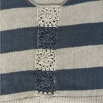 O'Neill Sweater Womens Size L Blue Cream Stripe Crochet Y2K Beachy Coastal Boho Photo 7
