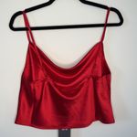 Sans Souci  cowl neck top cropped large spaghetti strap red satiny flirty Photo 1