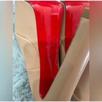 Christian Louboutin Peep Toe Platform Heels Nude Leather Stiletto Size 37.5 Photo 9