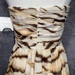Donna Morgan Strapless Brown Ivory Animal Print Silk Dress Size 4 NWT Photo 4