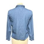 ZARA Chambray Button Down Shirt Blue Denim Look Top Size Medium Photo 2