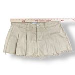 Cello Khaki Pleated Micro Mini Skirt Frayed Hem Y2K Style Size Large WVS9065CHTE Photo 2