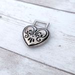Vintage Pendant Unusual Chunky Silver Tone Heart Photo 4