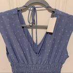 Blue & White Floral Print V Neck Cinched Short Sleeve Dress Size Medium NWT Photo 6