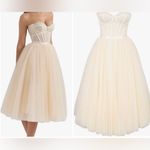 House Of CB NEW  Darling Strapless Tulle Midi Vintage Cream Dress SZ XL Photo 2