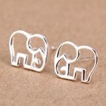NEW Sterling Silver Plated Elephant Outline Small Stud Earrings .925 University of Alabama Photo 1