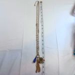 Loft  Gold Tone Multi Charm Long Beaded Tassel Layered Fashion Necklace Photo 4