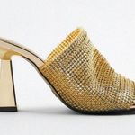 ZARA  rhinestone high heel sandals gold size 37 Photo 2