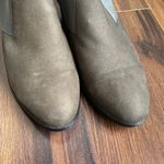 Eileen Fisher  Perry Nubuck Slip On Heeled Ankle Booties Cut Out Photo 3