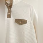 J.Crew NWT Quilted Snap-Front Pullover Size L / Color Ivory Photo 5