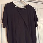 New York & Company black draped pocket front vneck dress M Size M Photo 3
