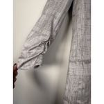 ZARA  Blazer Women's M Plaid Gray Faux Suede Ruched Sleeve Long Line Open Front‎ Photo 2