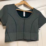 Aerie Offline By Cropped T Shirt XXL Green Short Sleeve Ribbed Nylon Blend Photo 0