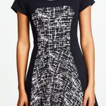 Aryeh  Black White Short Cap Sleeve Round Neck Fit & Flare Sweater Dress Size M Photo 0