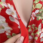 J. Jill Red Floral Wrap Dress | Short Ruffle Sleeve & Ruffle Hem | Size MEDIUM Photo 4