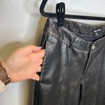 Pretty Little Thing  Black Faux Leather Straight Leg Pants Women's Size US 8 Photo 4