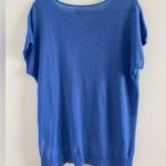 Eileen Fisher Blue Linen High-Low Short Sleeve Sweater Size Petite Medium Photo 6