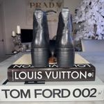 Covington Vintage  Black Leather Lace Up Combat Stacked Block Heel Bootie Boots Photo 3