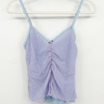 Womens Y2k Vintage Fairycore Fairy Pastel Coquette Sheer Ruched Cami Tank Top Purple Size XS Photo 0