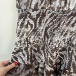 ZARA  | Blue Brown Animal Print Halter Neck Smocked Chiffon Mini Dress Medium Photo 3