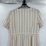 Loft Stripe Shirt Dress Sz 18 Linen Cottagecore Coastal Puff Sleeve Midi Beachy Photo 5