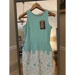 Daniel Cremieux •MARITZA DRESS•SZ Xs Teal SHEATH BAND WHITE FLOWERS•SPRING Photo 2