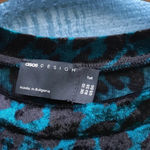 ASOS Women Dark Teal Velvet Cheetah Print Mini Dress Tall Size 6 Photo 3