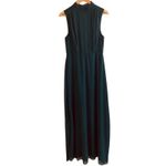 Lulus NWT  Chiffon Sleeveless Highneck Key Hole Back Side Slit Maxi Dress M Green Photo 1