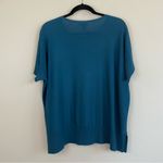 Eileen Fisher Nile Blue Sleek Merino Wool Blend Knit Boxy Sweater Top Size M Photo 8