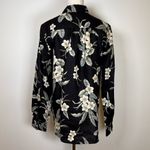 Lands' End 100% Linen Black Floral Button-front Shirt Women’s Size Medium (10-12) Photo 4