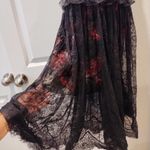 Pearl by Georgina Chapman Dress 4 Black Lace Floral Print Midi Holiday Party Photo 2