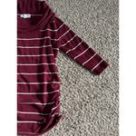 Pink Rose  Cowl Neck Quater Sleeve ruched Maroon/white strip sweater size‎ large Photo 3