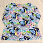J. McLaughlin Wavesong Top Paradise Peacock Print Size XL 3/4 Sleeves Photo 7