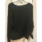 Black Crew Neck Knit Sweater Mesh Cutout Pattern Long Sleeve Pullover Top 1XL Size undefined Photo 3