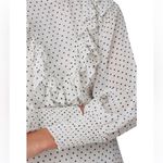 Ganni Tiny Polka Dot Mini Ruffle Victorian Dress Long Sleeve Ruffles White Black Photo 4