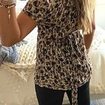 BCBGMAXAZRIA Cheetah Print Button Down Tie In Back Top  Photo 3
