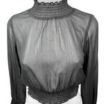 Style State Black Semi Sheer Turtleneck Smocked Long Sleeve Blouse Top Size 6 Photo 2